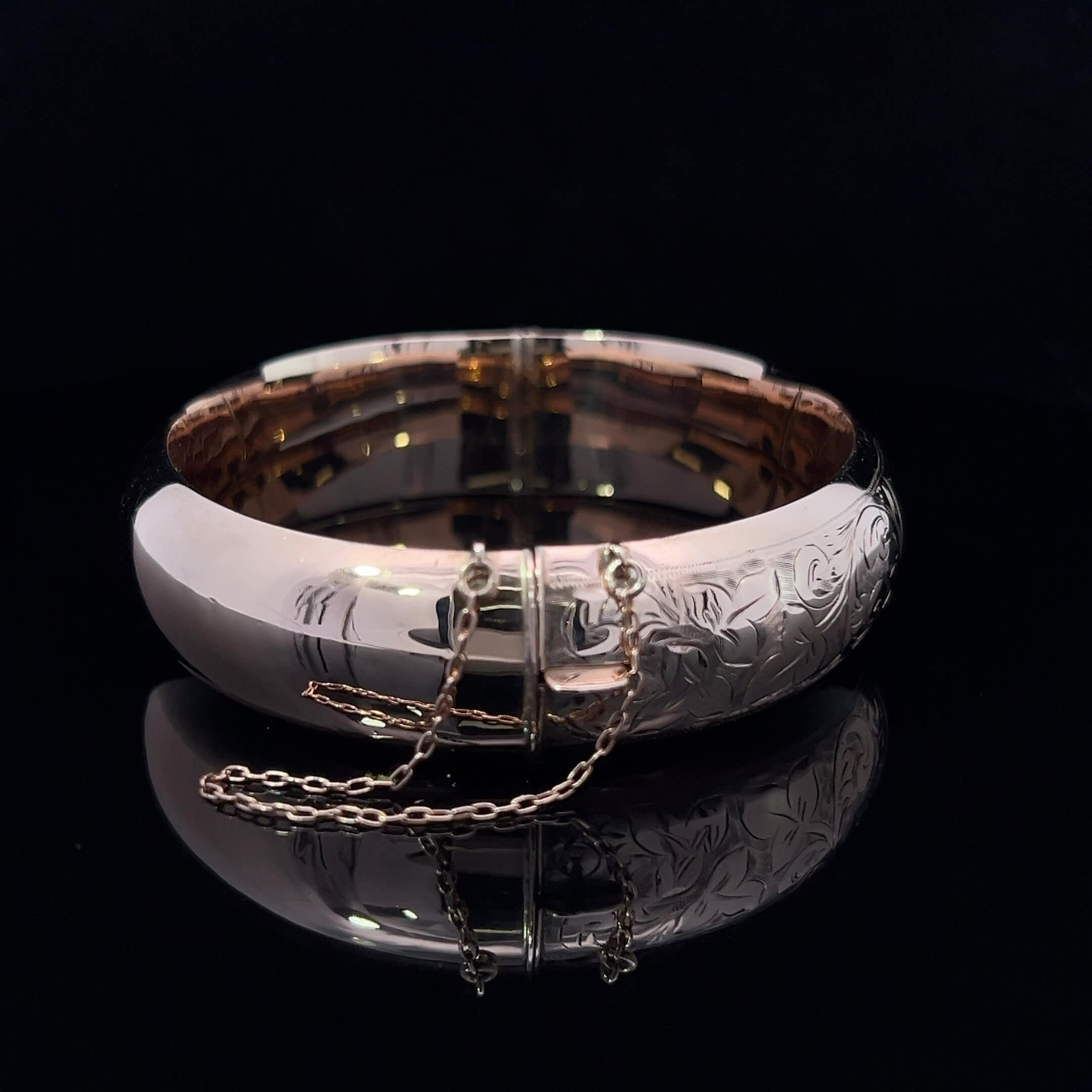 Victorian Engraved Rose Gold Hinged Bangle Circa 1880s Gerard